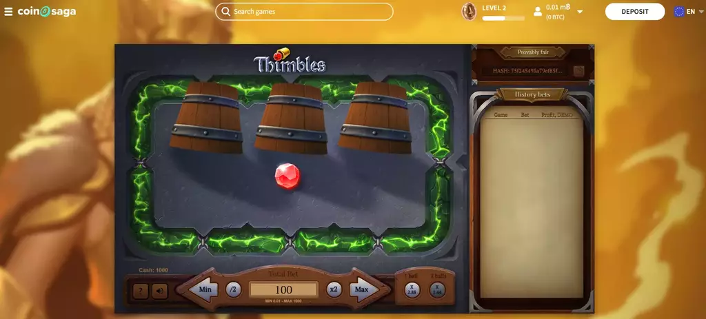 Thimbles Casino Game